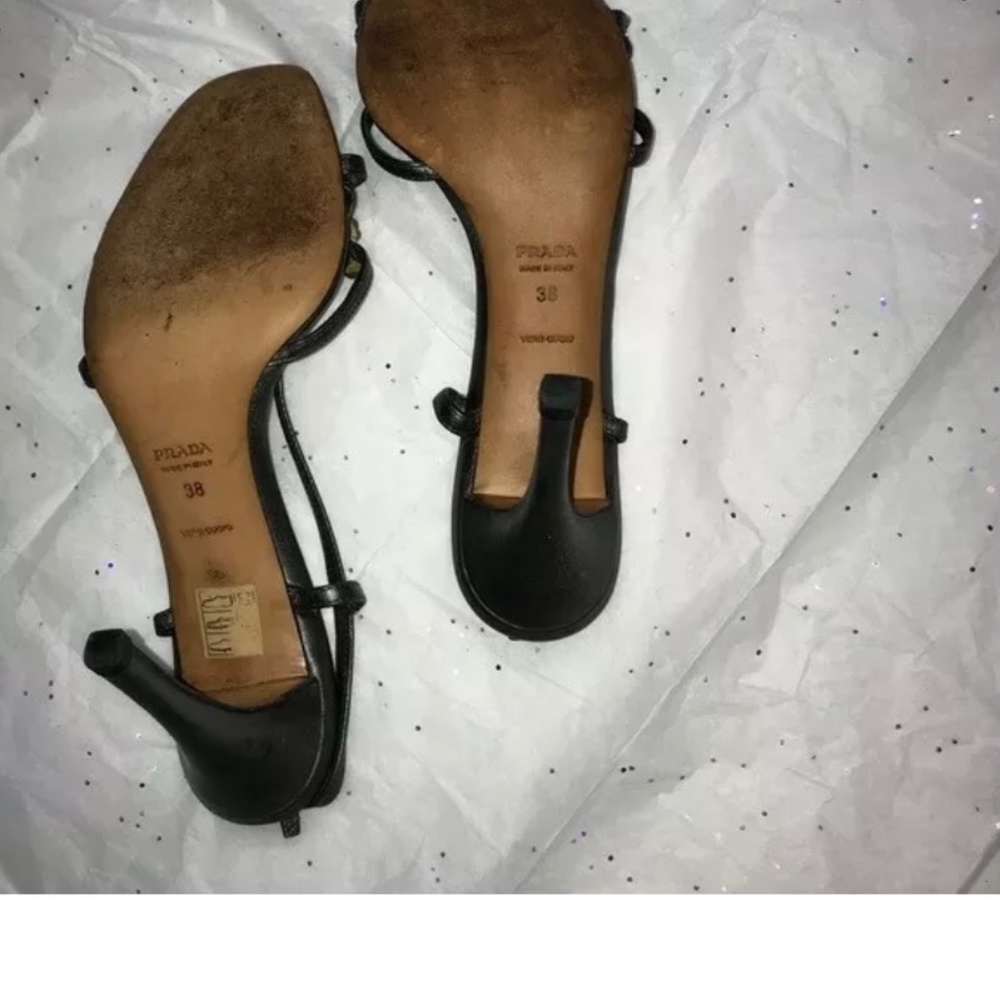 Prada Leather Beaded Heeled Sandals sz 7.5 - Picture 6 of 10